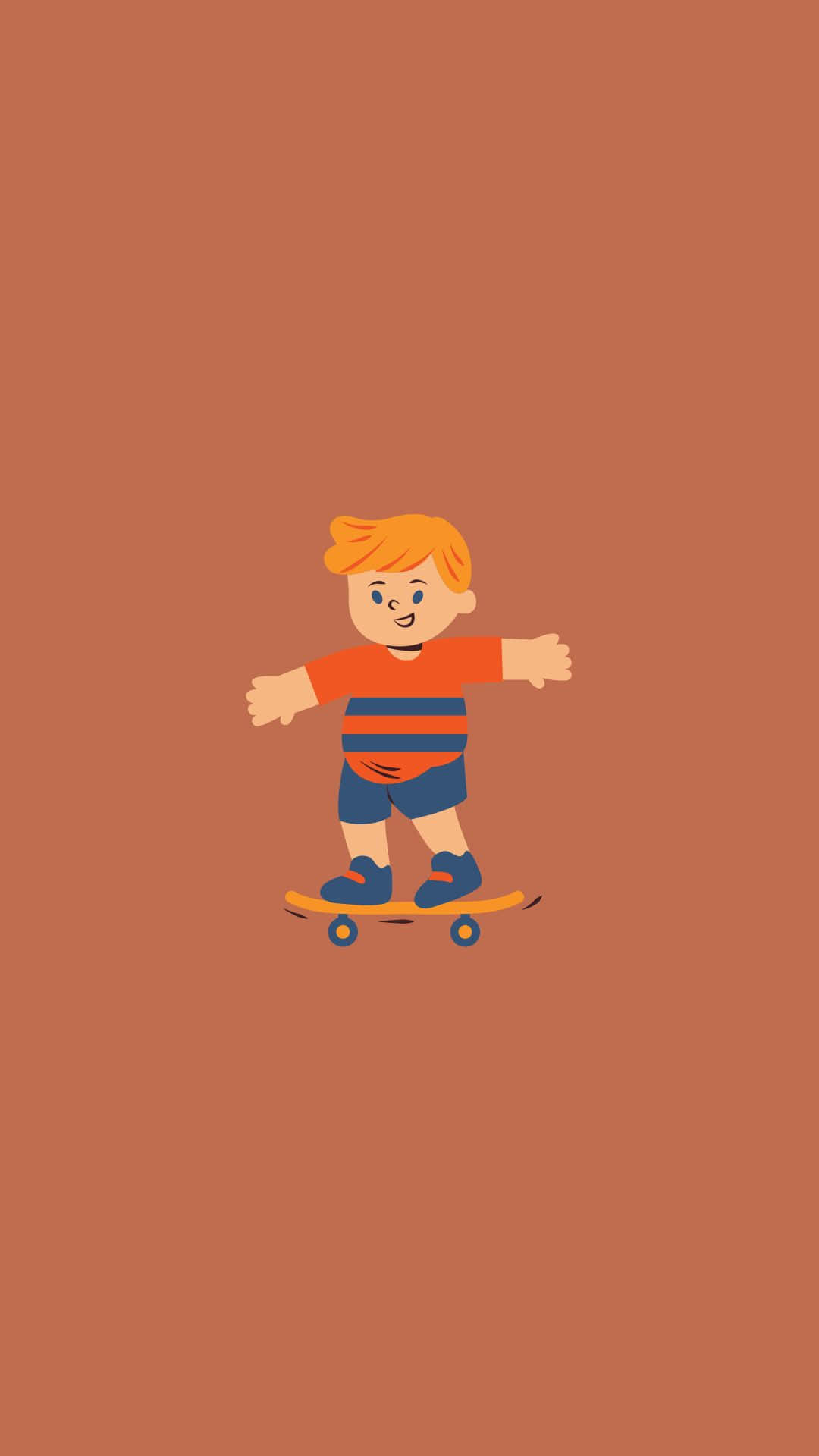 Sød dreng tegneserie kører skateboard Wallpaper