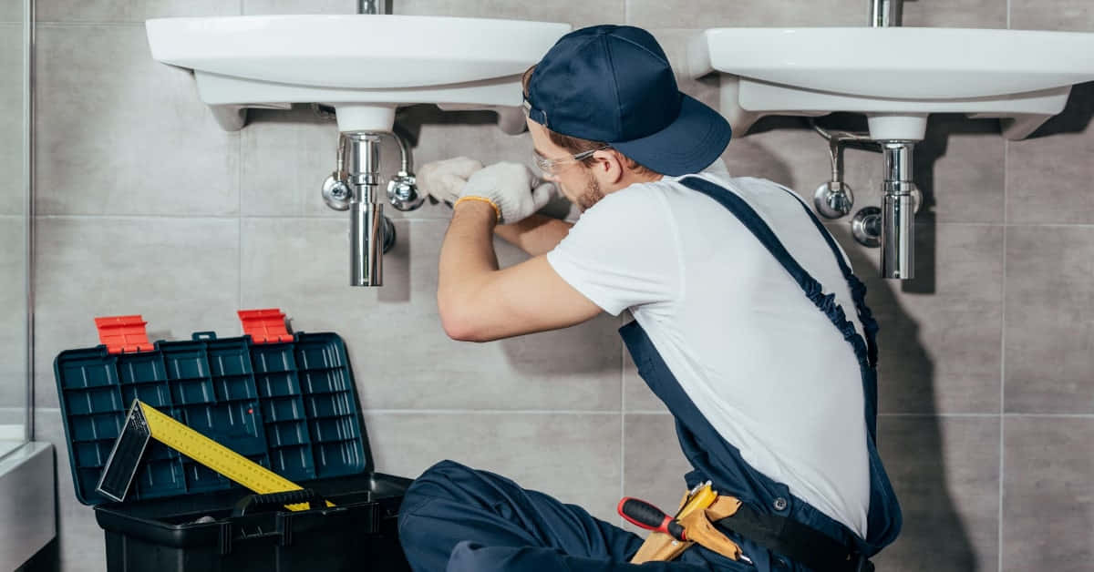 A Plumber Fixing A Sink In A Bathroom