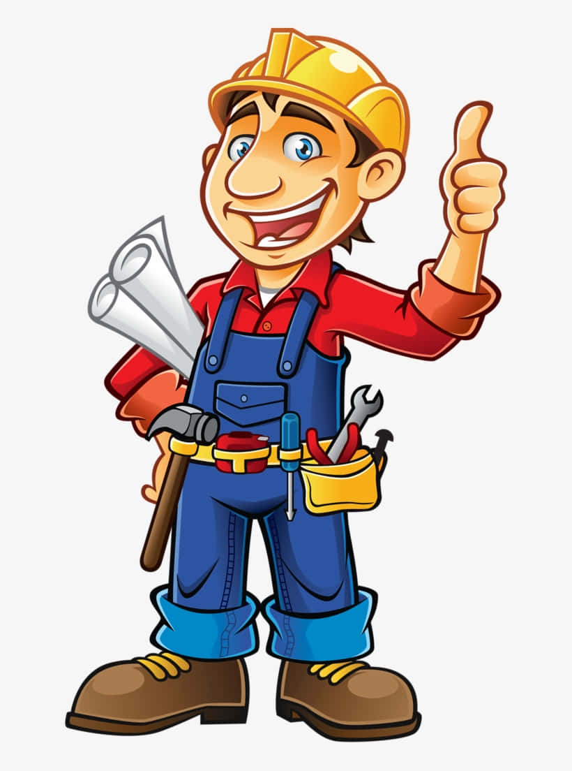 A Cartoon Construction Worker Giving Thumbs Up