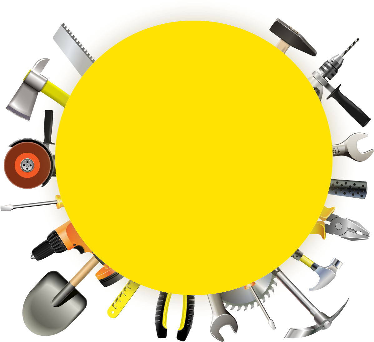 Handyman Tools Circle Banner PNG