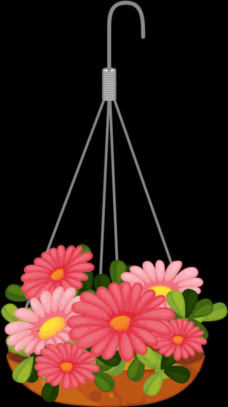 Hanging Flower Basket Vector PNG