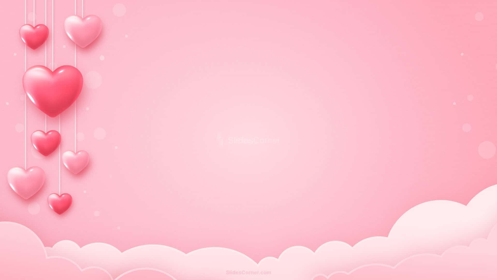 Hanging Hearts Pink Background Wallpaper