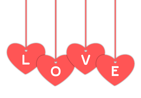 Hanging Love Hearts PNG