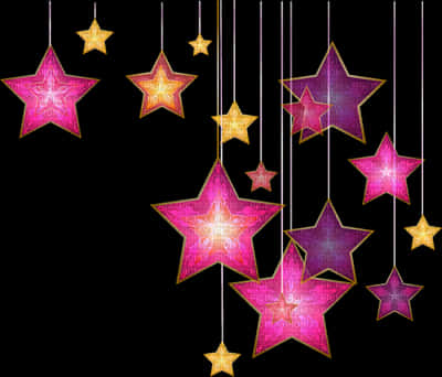 Hanging Stars Decoration Pattern PNG