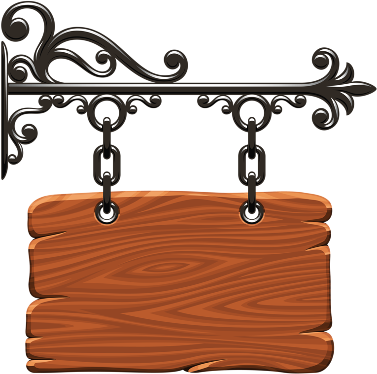 Hanging Wooden Sign Vector PNG