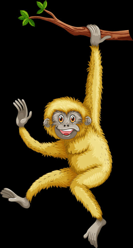 Hanging Yellow Monkey Cartoon PNG