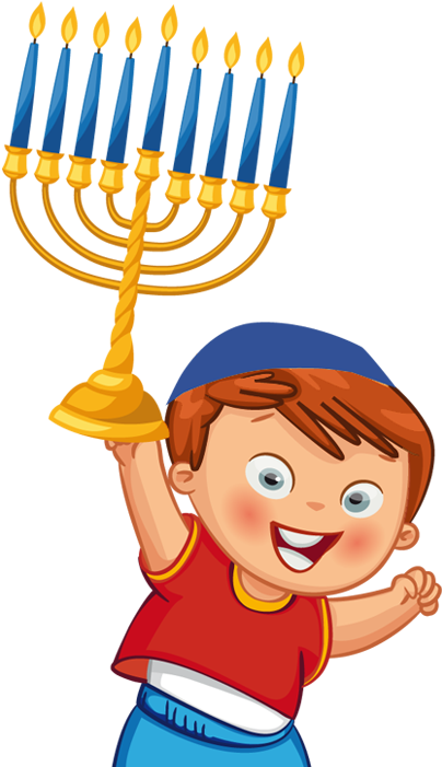 Hanukkah Celebration Cartoon Child Menorah PNG