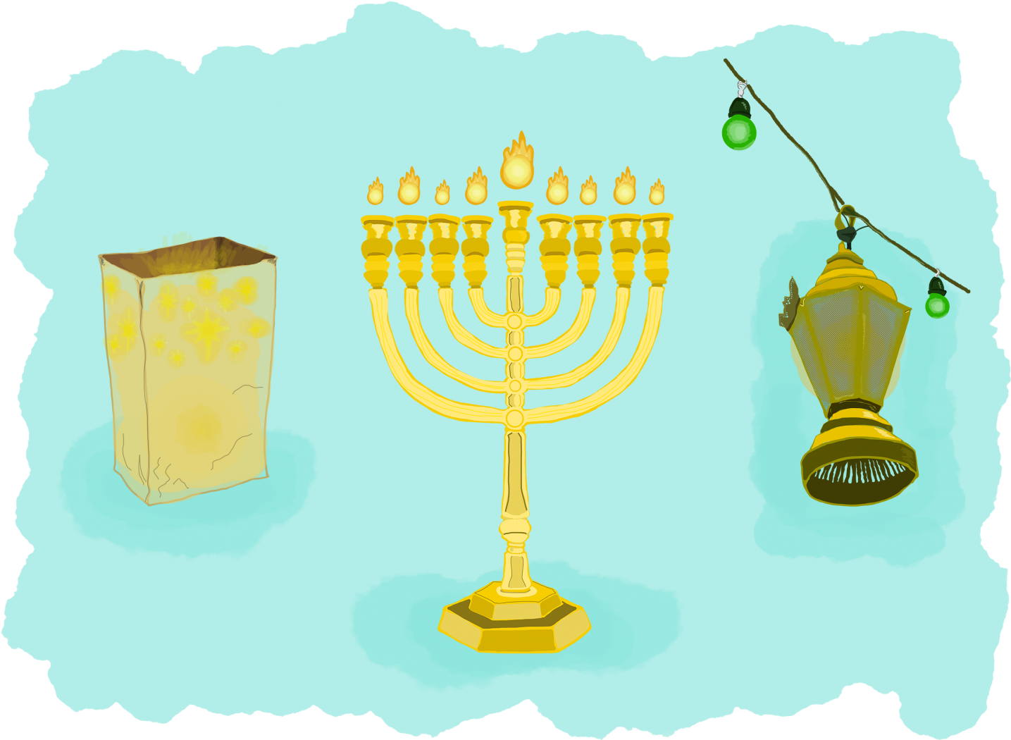 Hanukkah Menorahand Dreidel Illustration PNG