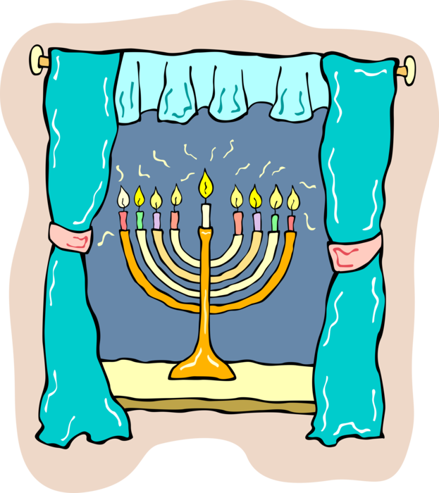 Hanukkah Menorahin Window PNG