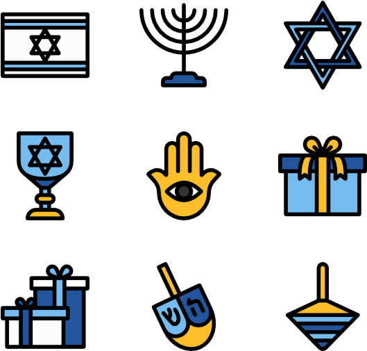 Hanukkah Symbols Collection PNG
