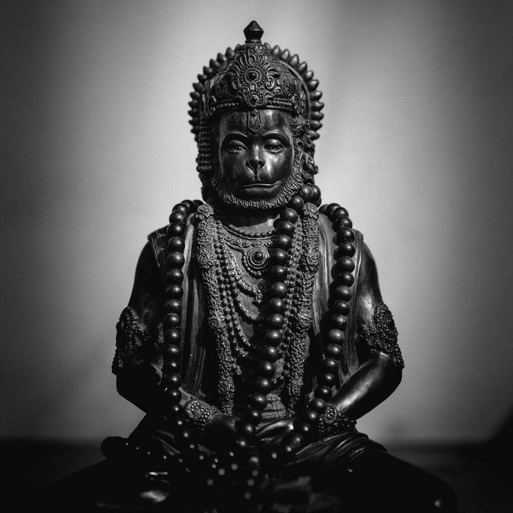 Hanuman Black And White Statue 4k Hd