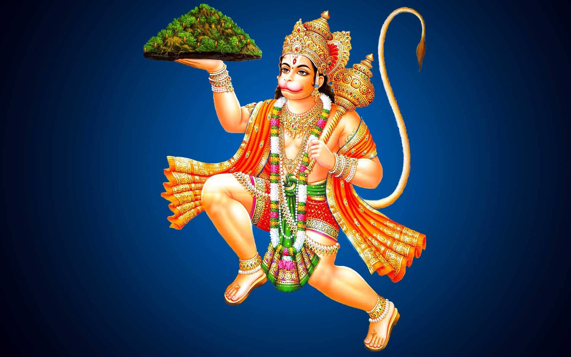 Hanuman Ji Hd In Blue Background Wallpaper