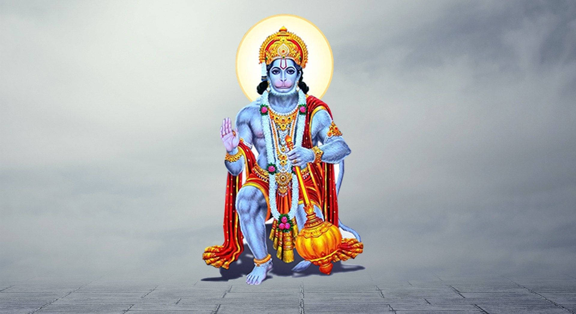 Download Hanuman On Cloudy Sky 4k Hd Wallpaper 