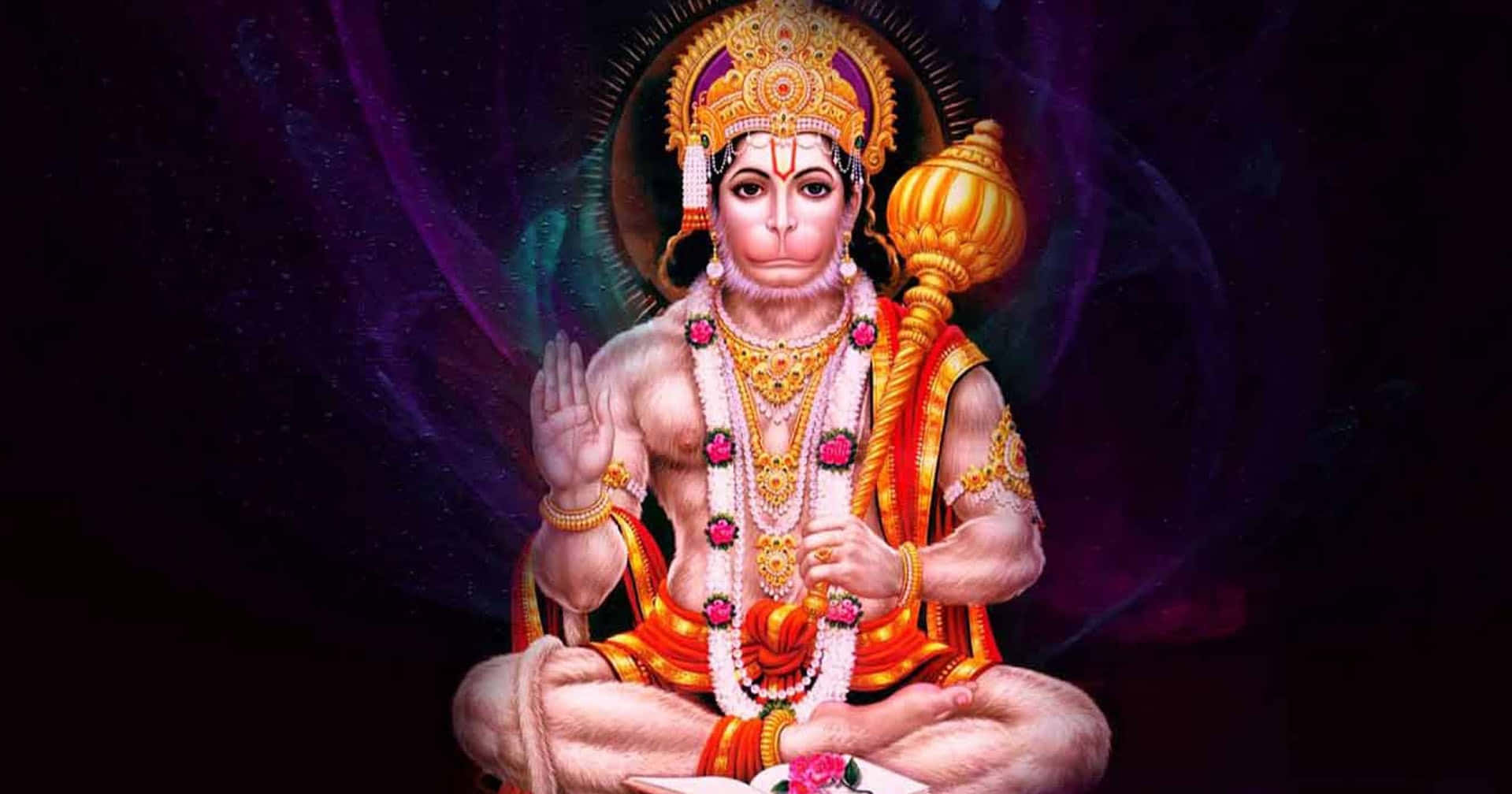 Hanuman Picture On Dark Purple Background