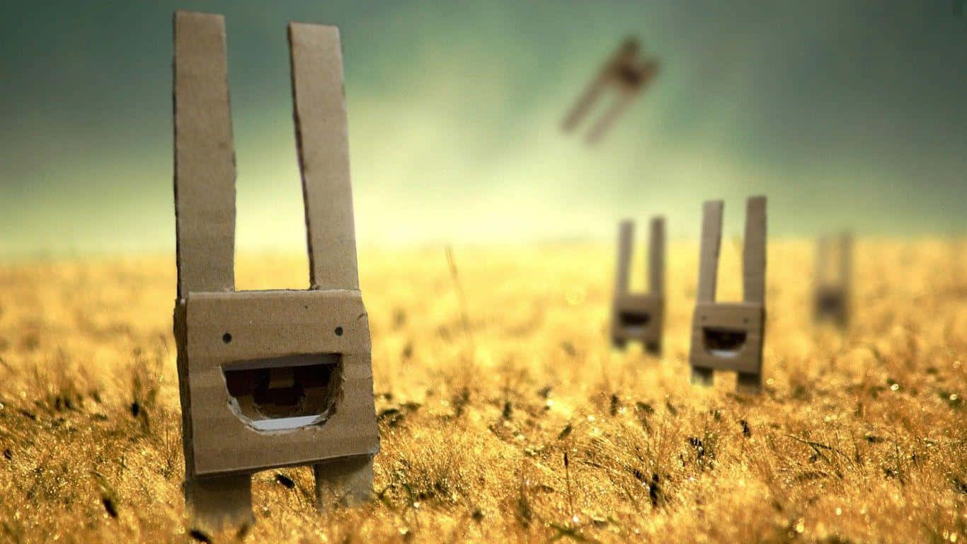 Cardboard Bunnies In A Field