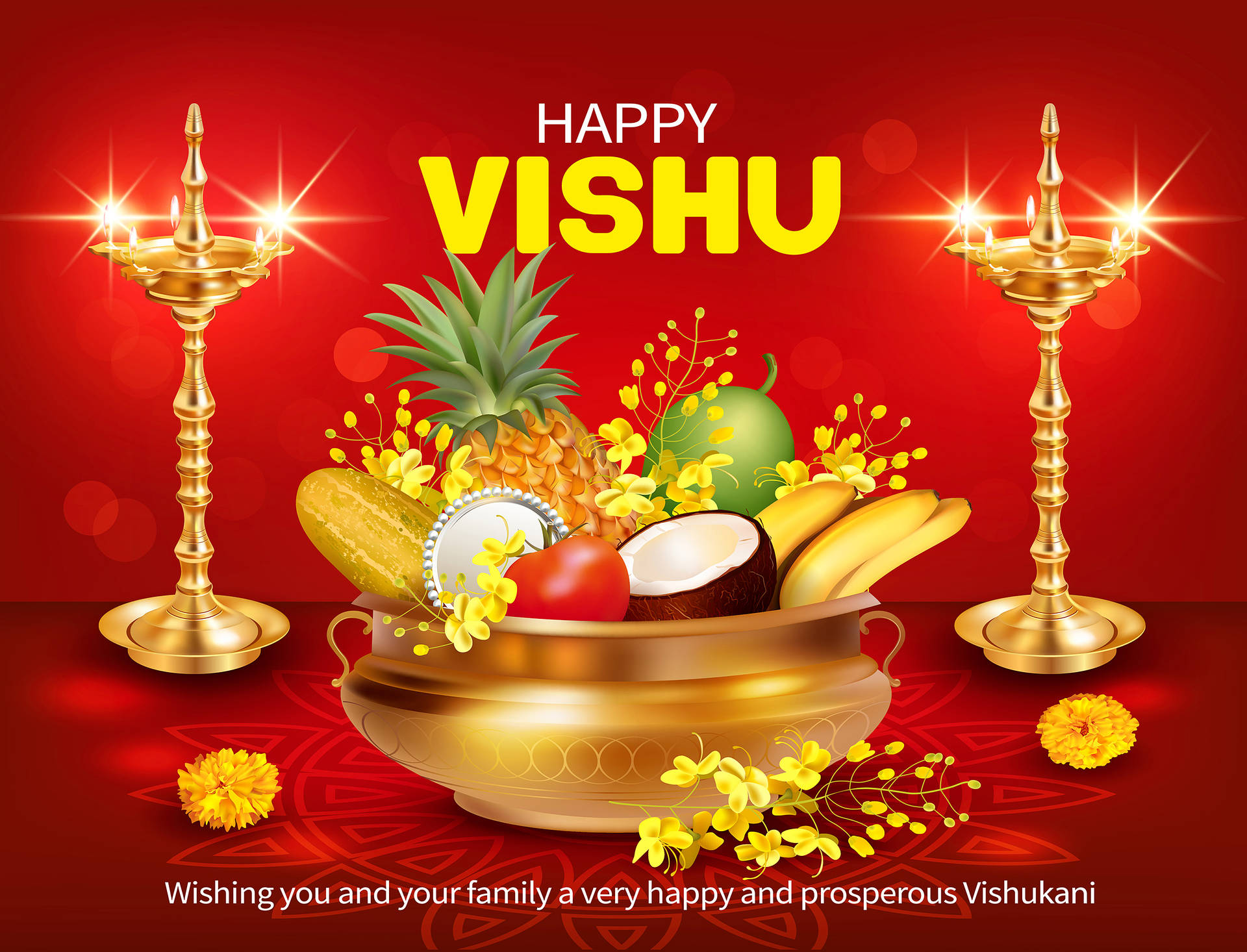Glædelig og velstående Vishu | Gratis Vektor Wallpaper