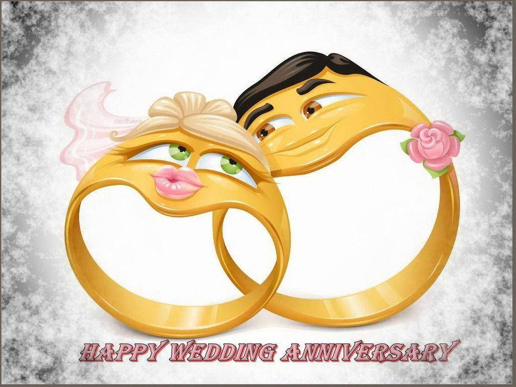 Happy Anniversary Cute Golden Rings Wallpaper