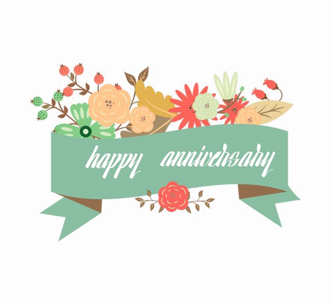 Happy Anniversary Floral Banner PNG