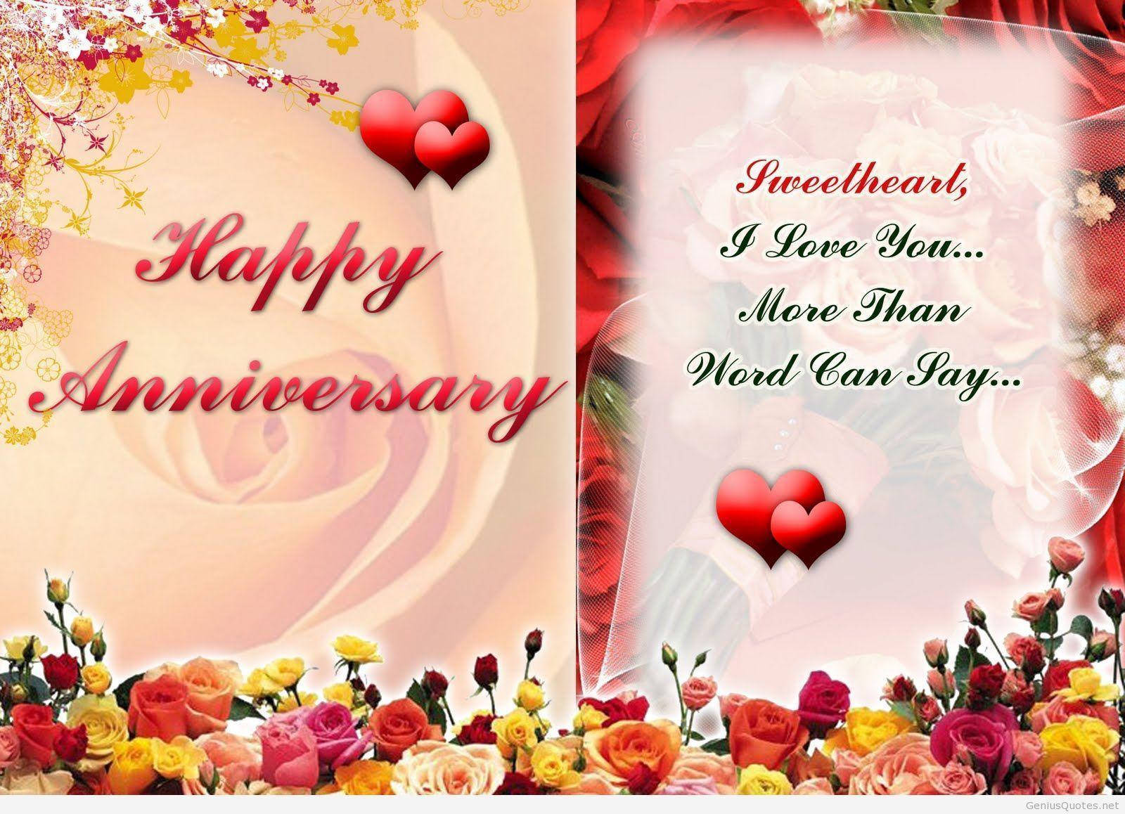 Happy Anniversary Floral Greeting Card Wallpaper