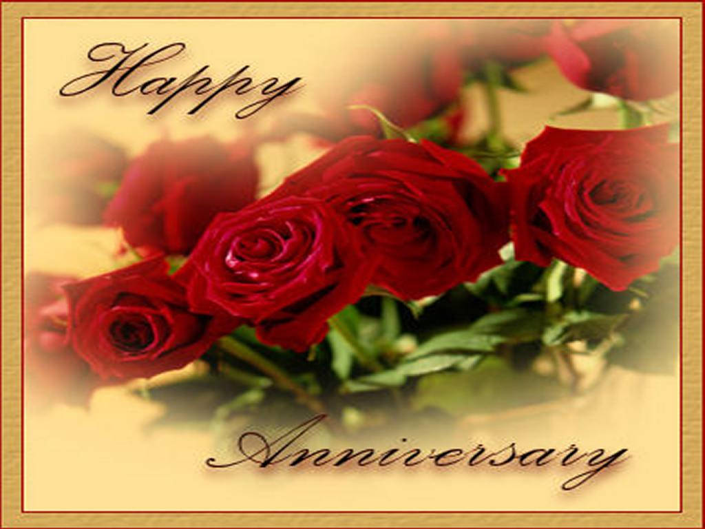 Happy Anniversary Framed Roses Wallpaper