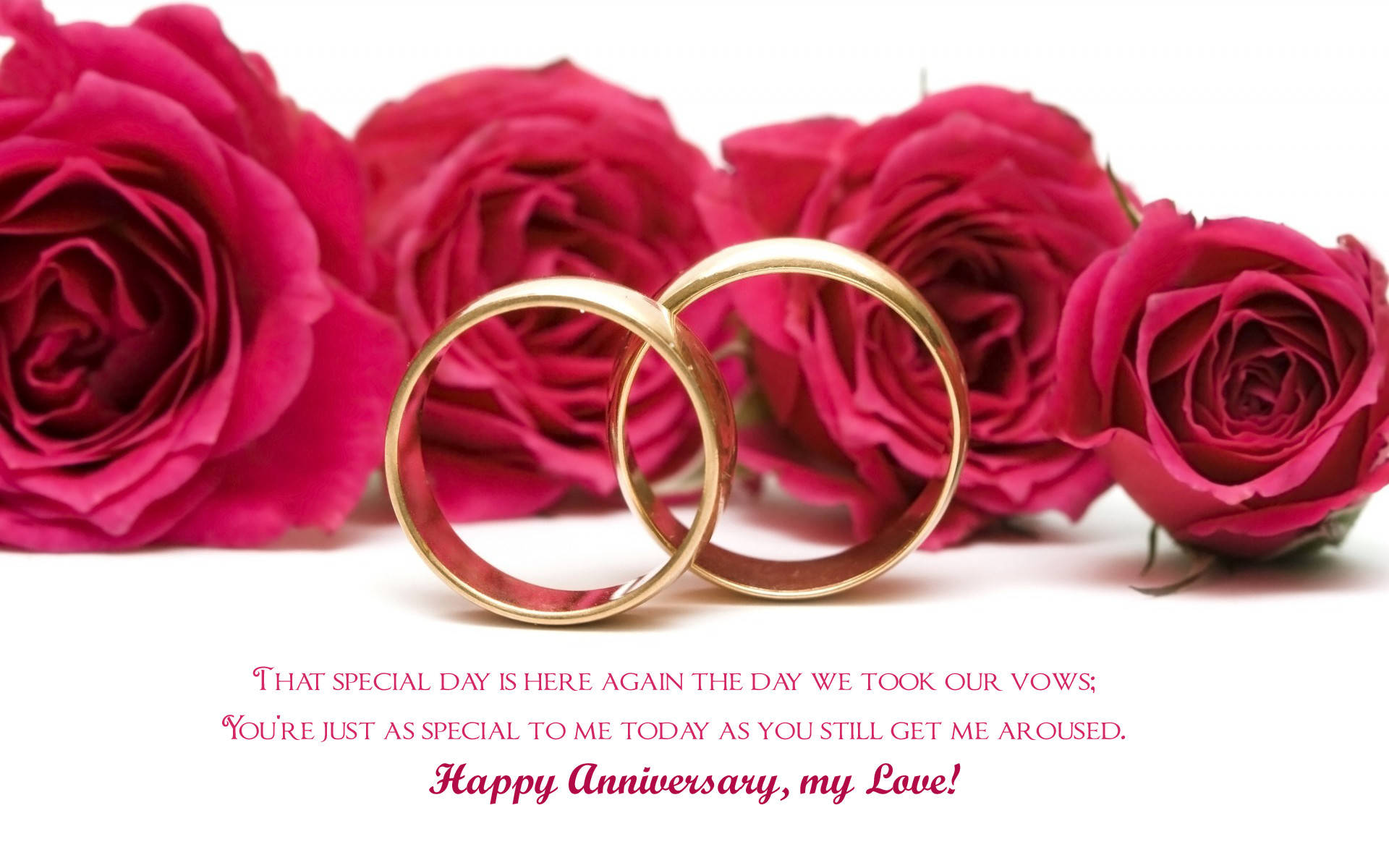 Happy Anniversary Gold Rings And Roses Wallpaper