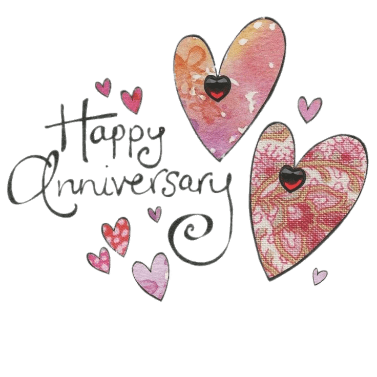 Happy Anniversary Heartsand Calligraphy PNG