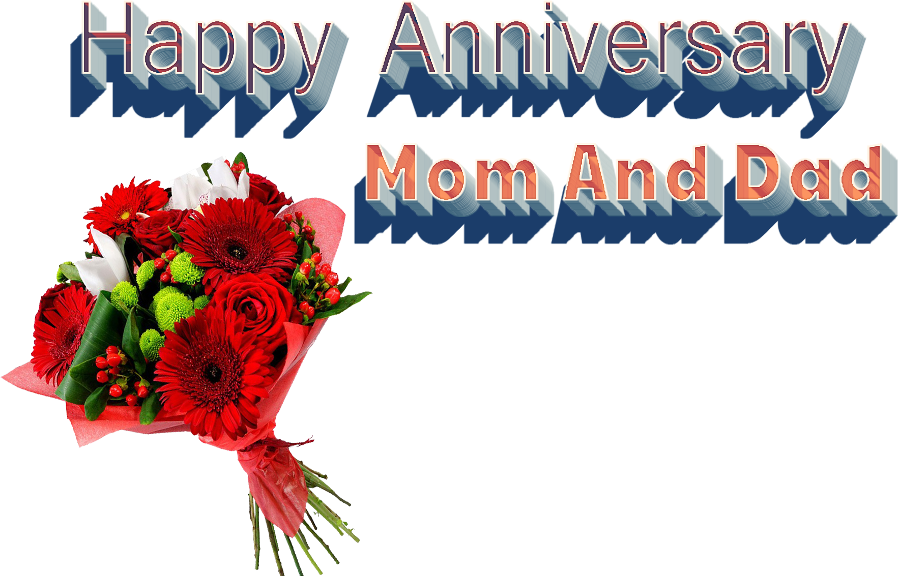 Happy Anniversary Momand Dad Bouquet PNG