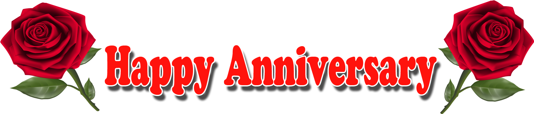 Happy Anniversary Red Roses Banner PNG