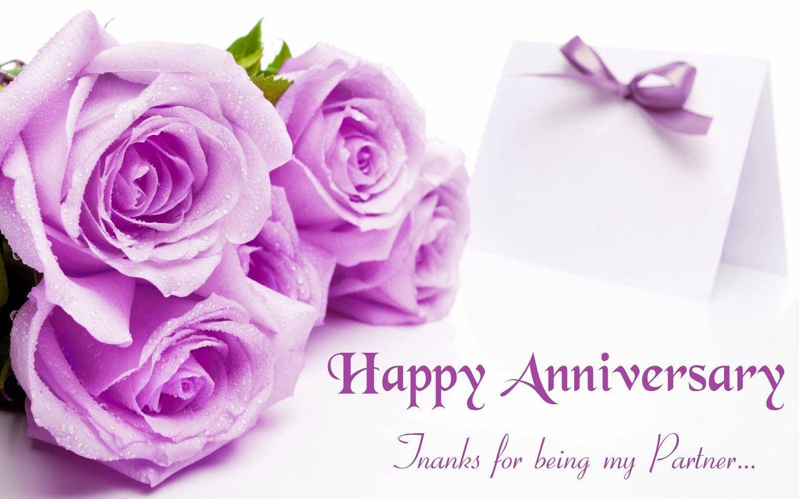 Happy Anniversary Violet Roses Wallpaper