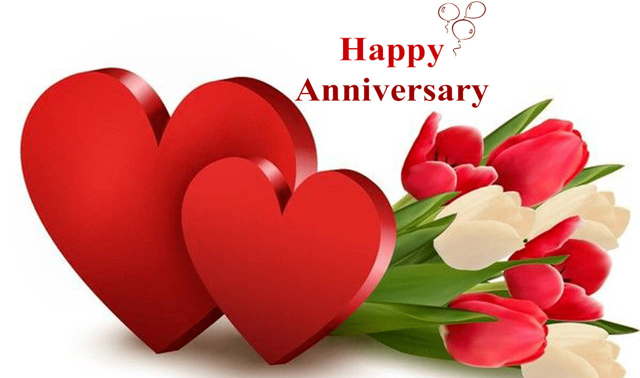 Happy Anniversary With Colourful Tulips Wallpaper
