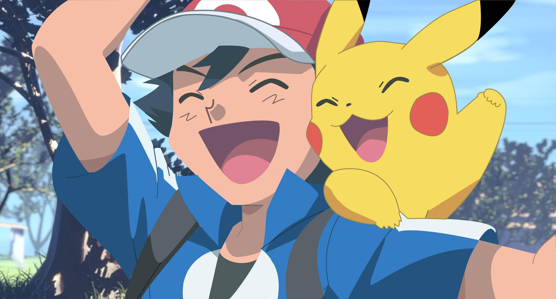Happy Ash And Pikachu Hd Graphic Wallpaper