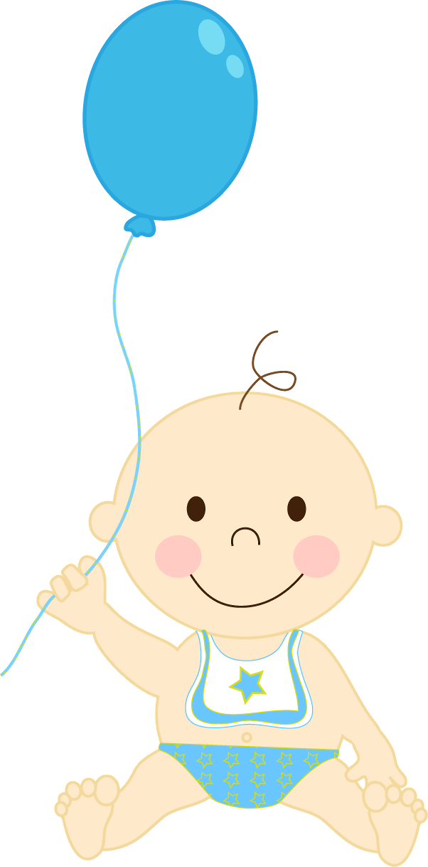 Happy Baby With Blue Balloon PNG