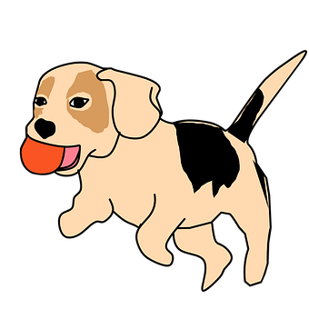 Happy Beagle Cartoon Dogwith Red Ball PNG