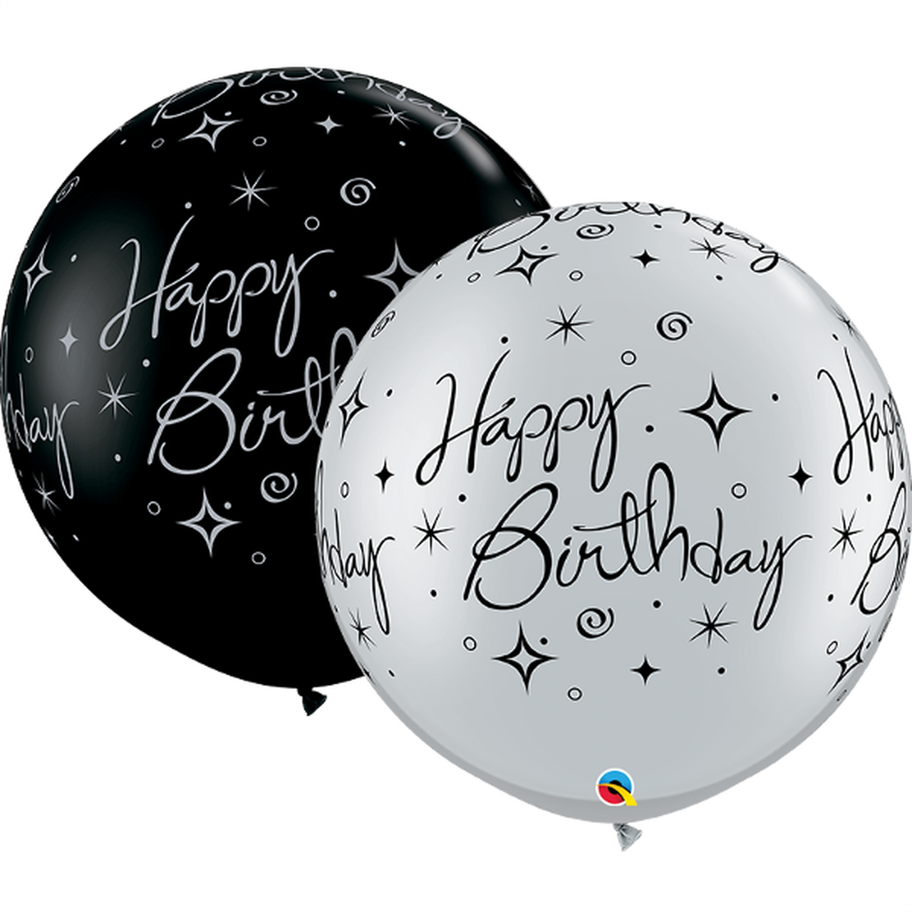 Happy Birthday Balloons Blackand White PNG