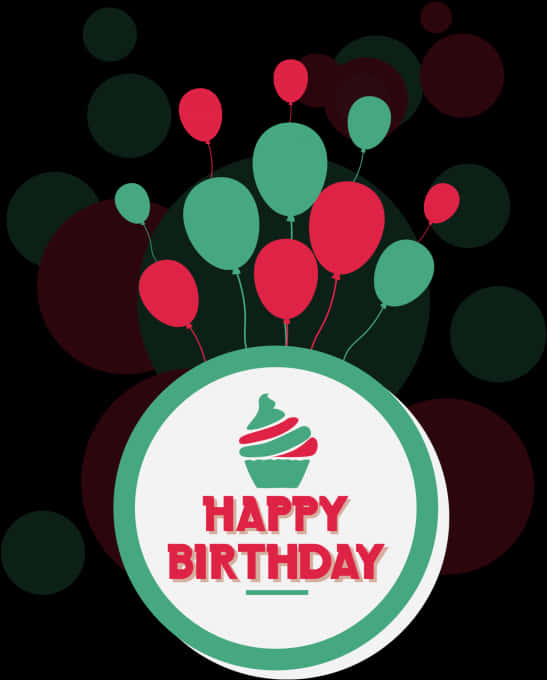 Happy Birthday Balloonsand Cupcake PNG