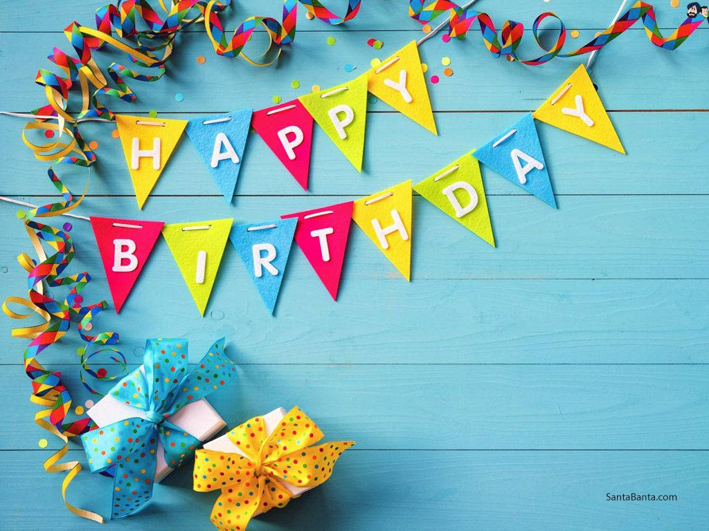 Bright and Colorful Happy Birthday Banner Wallpaper