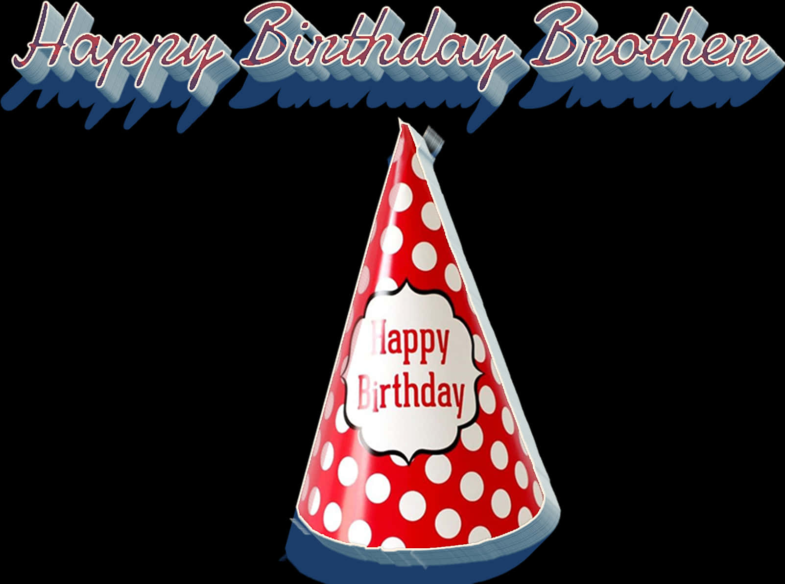 Happy Birthday Brother Red Polka Dot Hat PNG