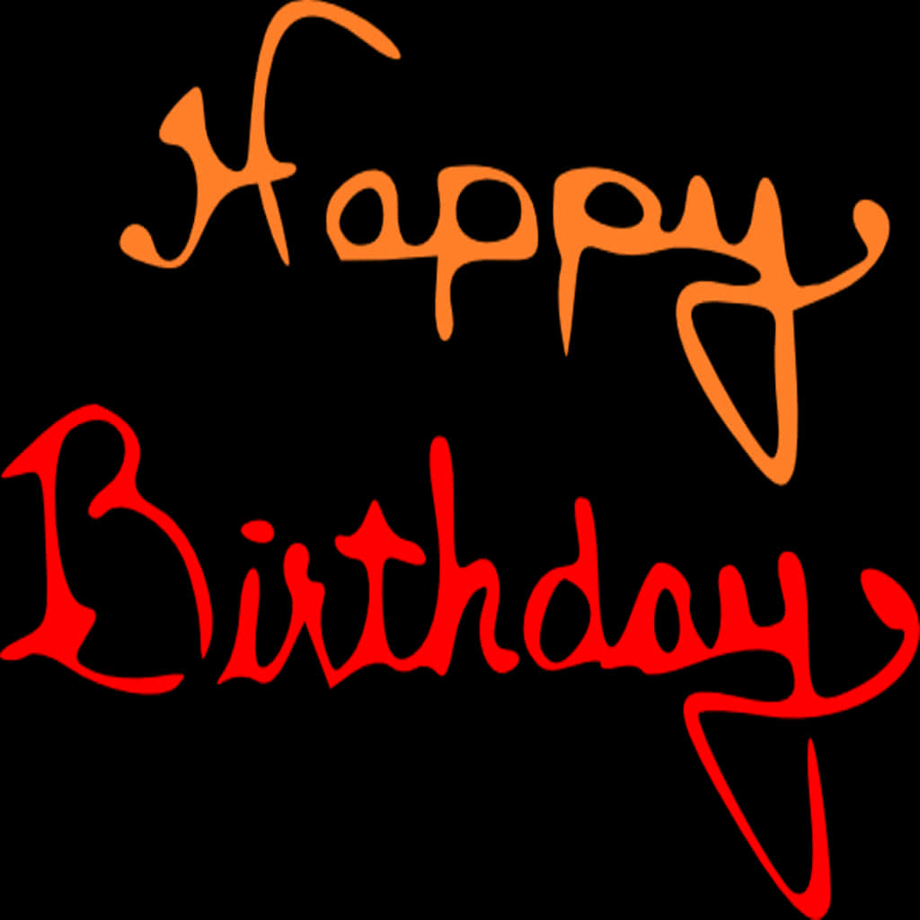 Happy Birthday Calligraphy Black Background PNG
