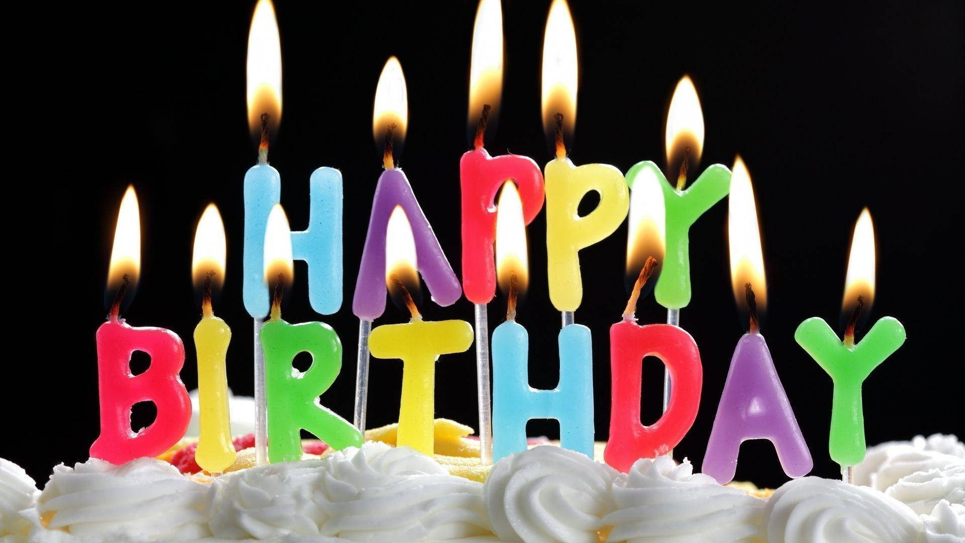 Happy Birthday Candles Colorful Background Wallpaper