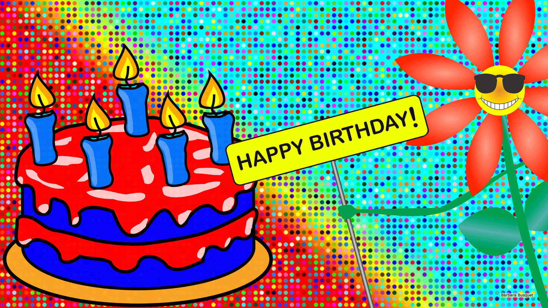 Download Happy Birthday Cartoon Cake Wallpaper 