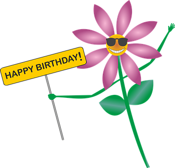 Happy Birthday Celebratory Flower PNG
