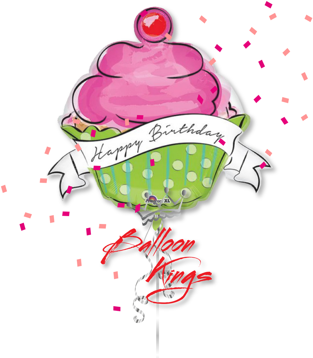 Happy Birthday Cupcake Balloon PNG