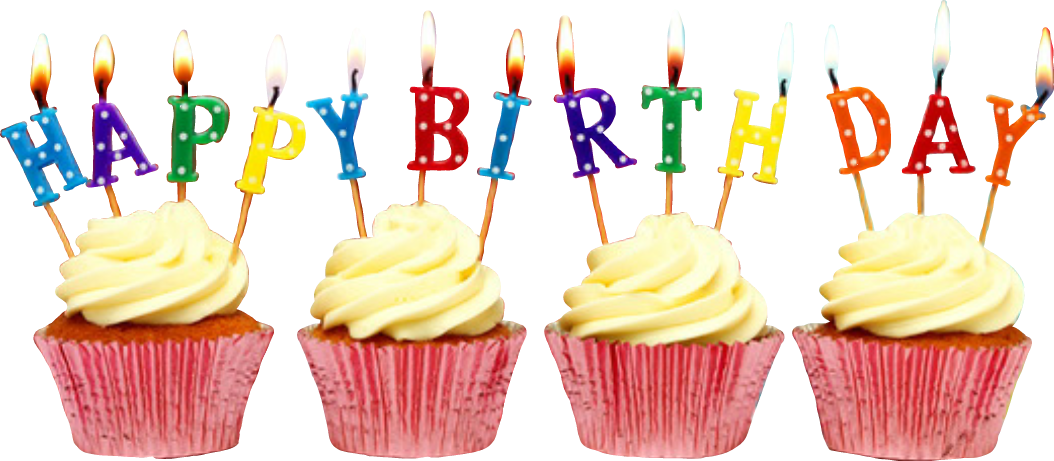 Happy Birthday Cupcakes With Candles PNG