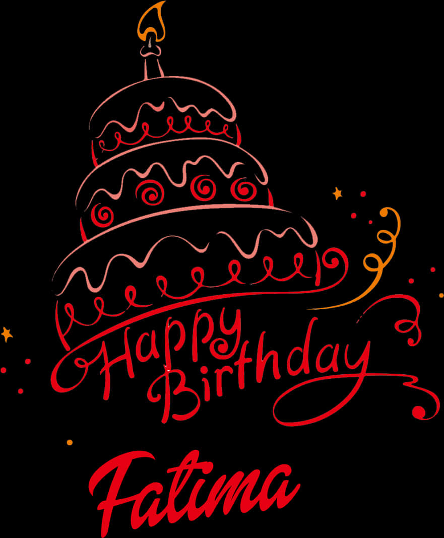 Happy Birthday Fatima Cake Illustration PNG