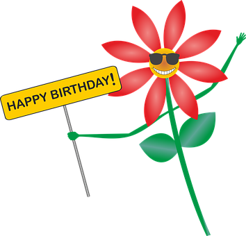 Happy Birthday Flower Celebration PNG