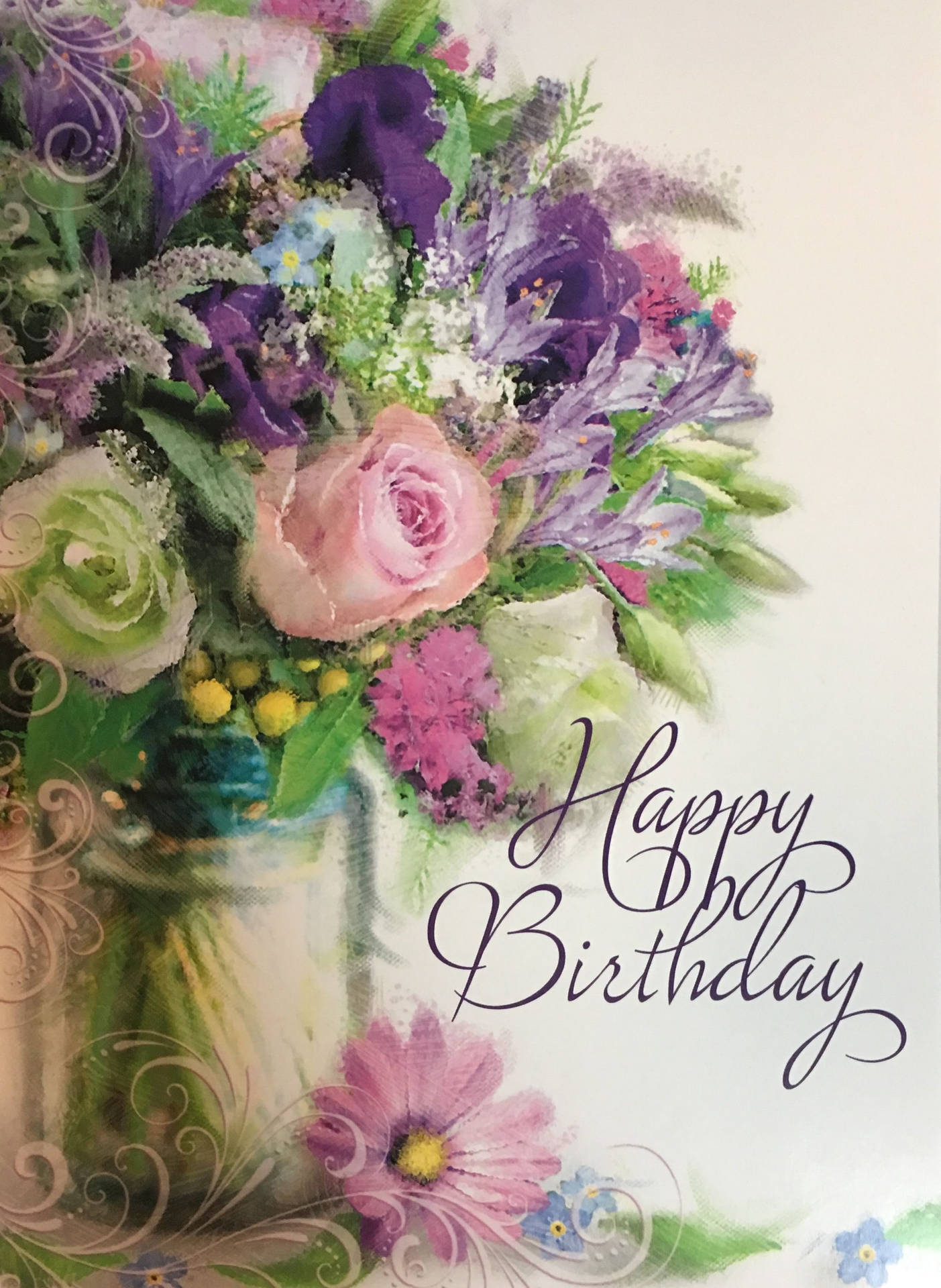 Happy Birthday Flower In Vase Wallpaper