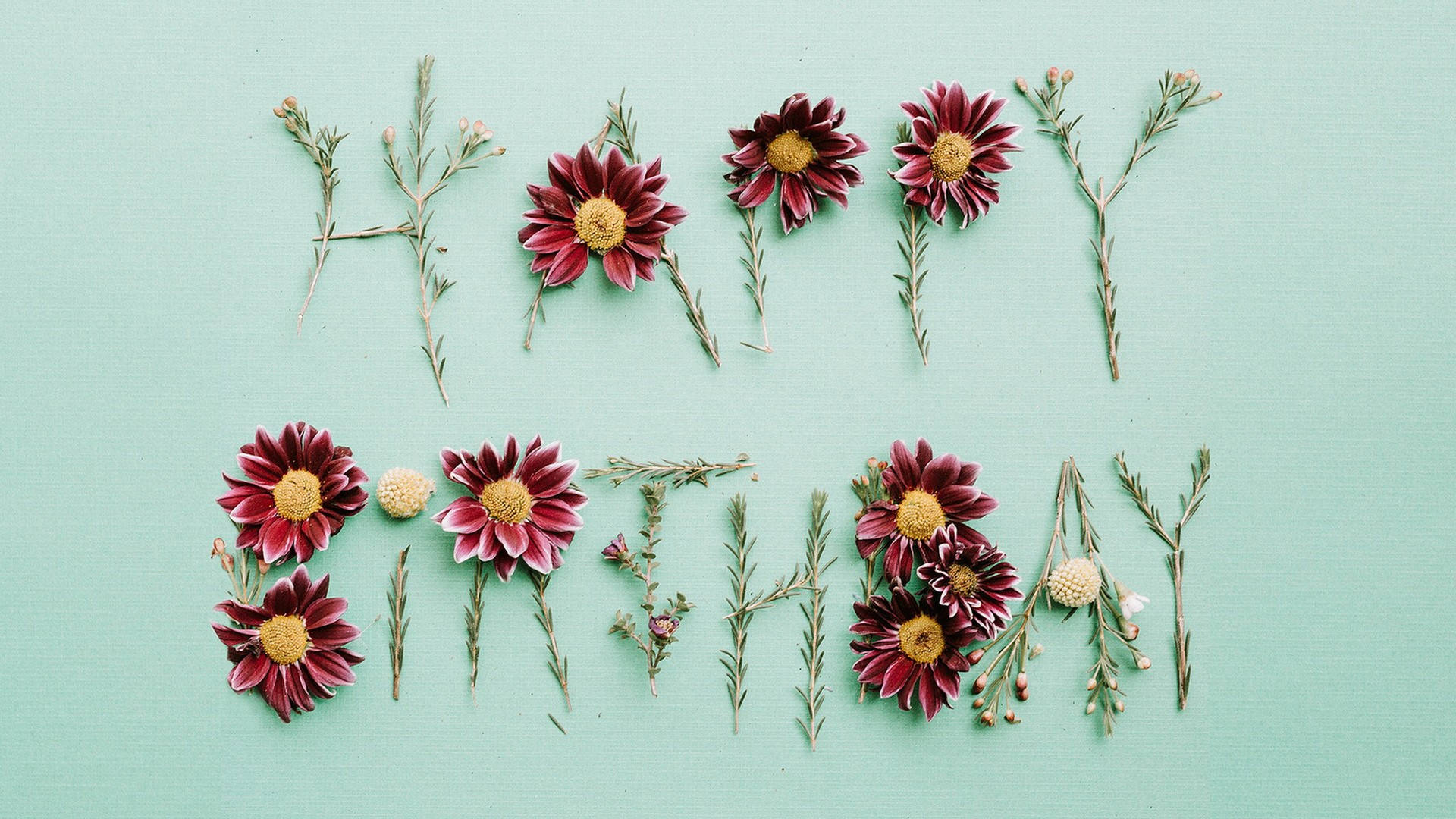 Happy Birthday Flower Text Wallpaper