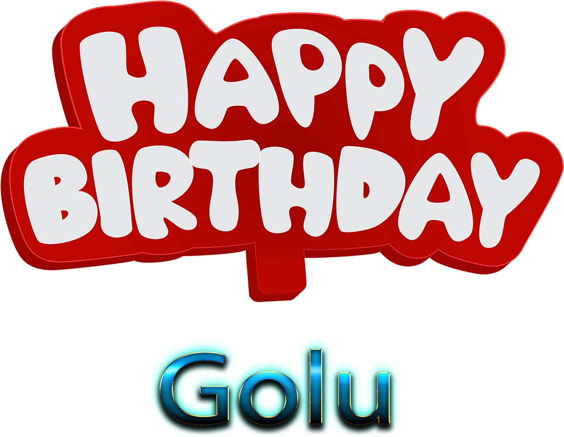 Happy Birthday Golu Balloon Text PNG