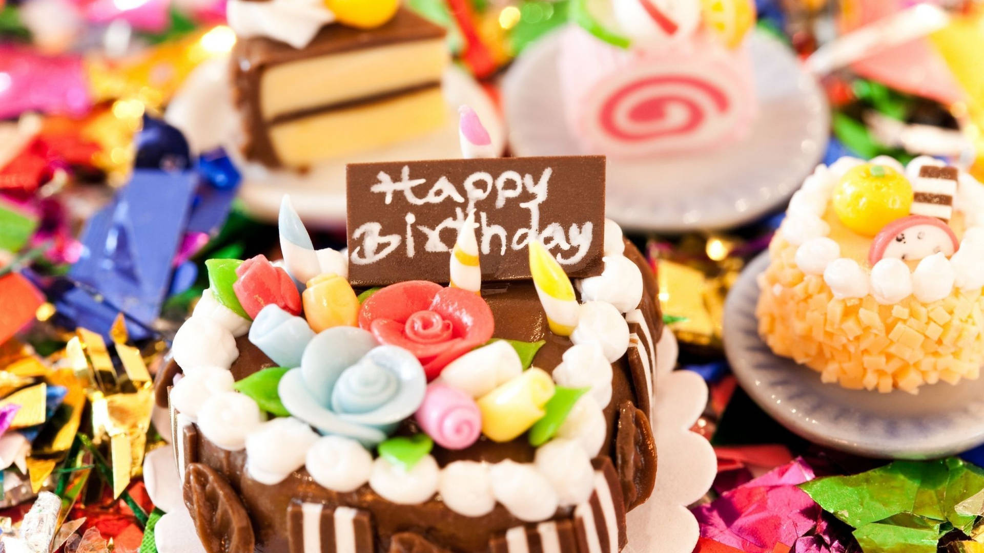 Download Happy Birthday Heart Chocolate Cake Wallpaper 