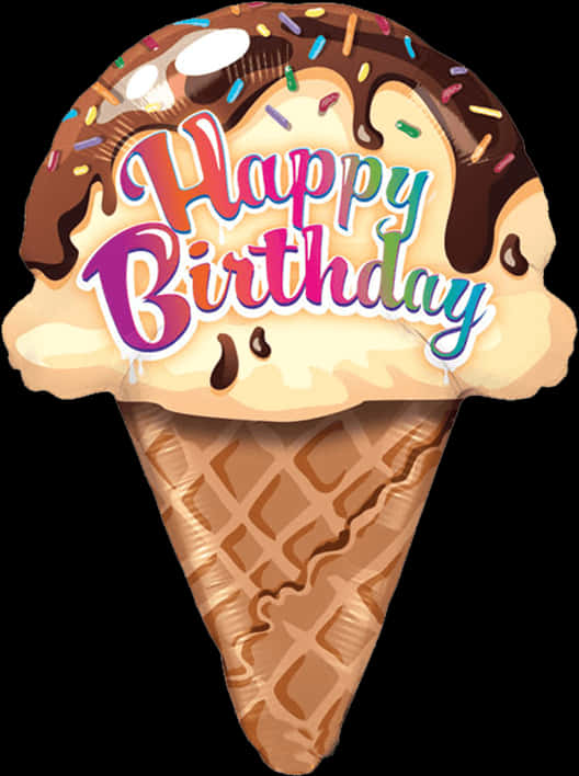 Happy Birthday Ice Cream Cone Clipart PNG